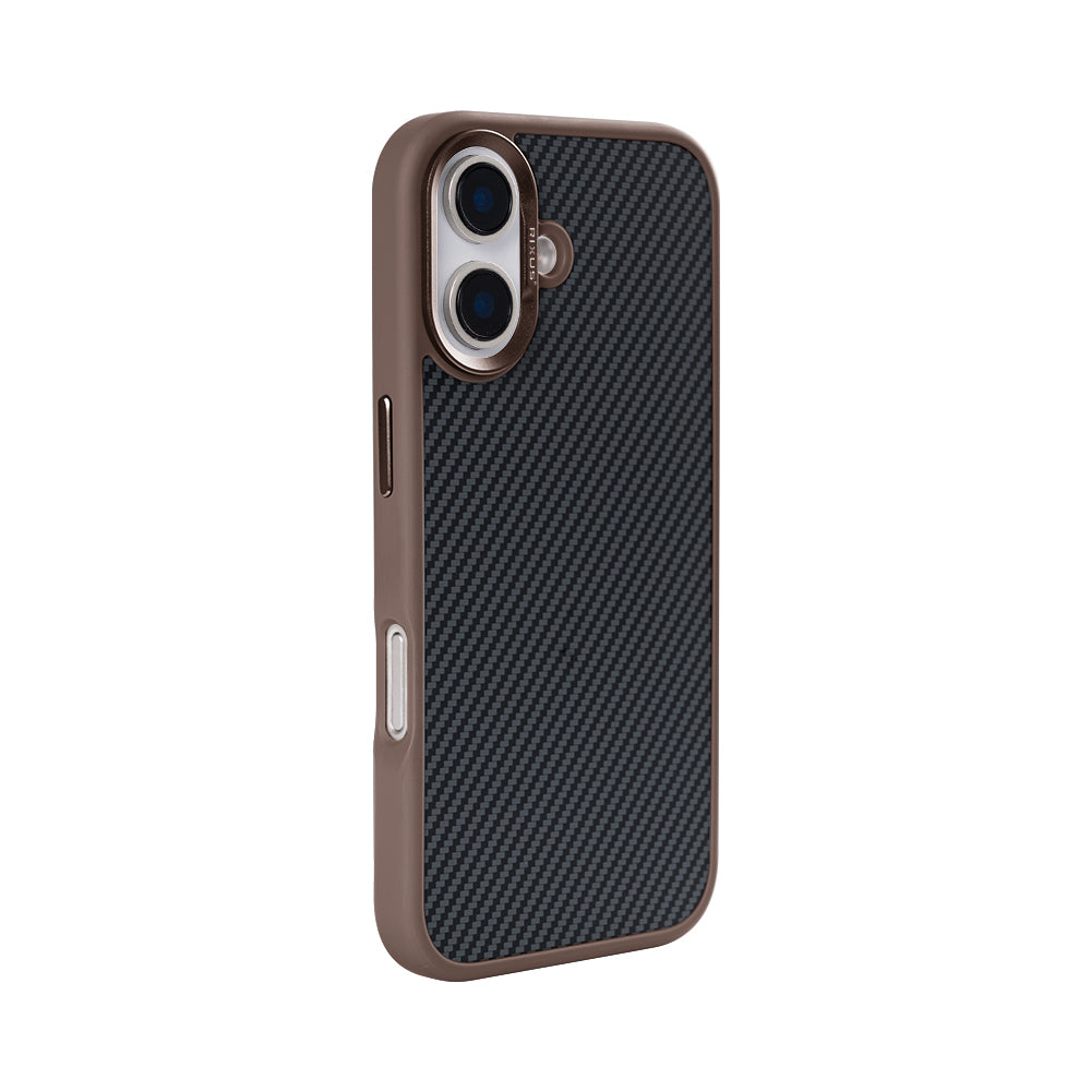Rixus Mag Carbon With MagSafe Compatible For Apple iPhone 16 Plus Brown