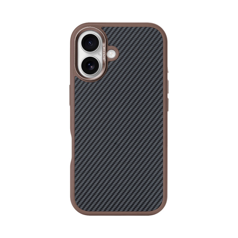 Rixus Mag Carbon With MagSafe For iPhone 16 Plus Brown