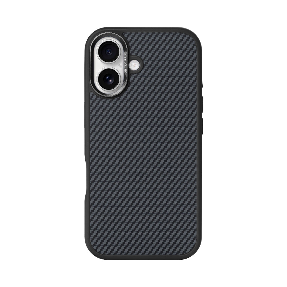 Rixus Mag Carbon With MagSafe Compatible For Apple iPhone 16 Plus Titanium Black