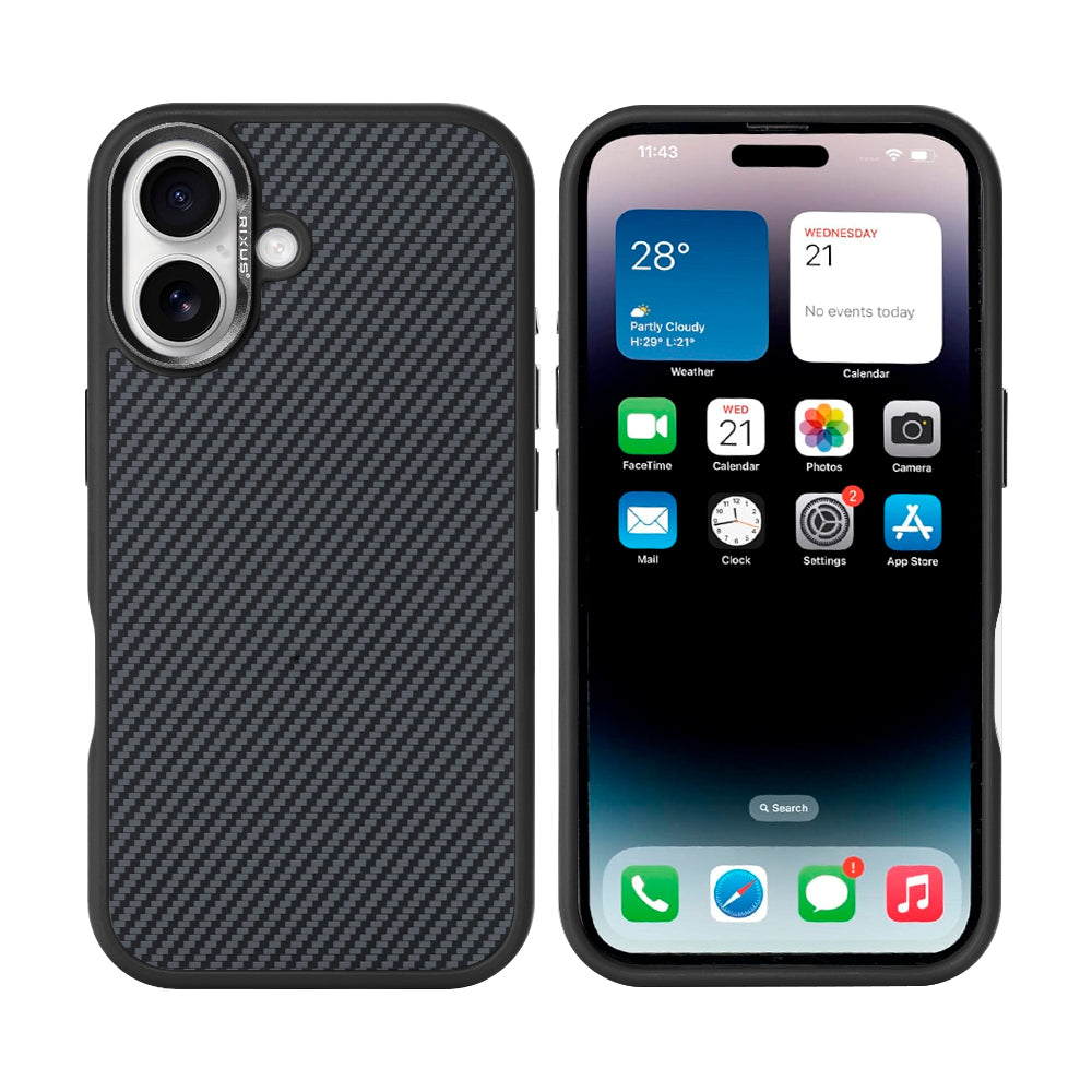 Rixus Mag Carbon With MagSafe Compatible For Apple iPhone 16 Plus Titanium Black