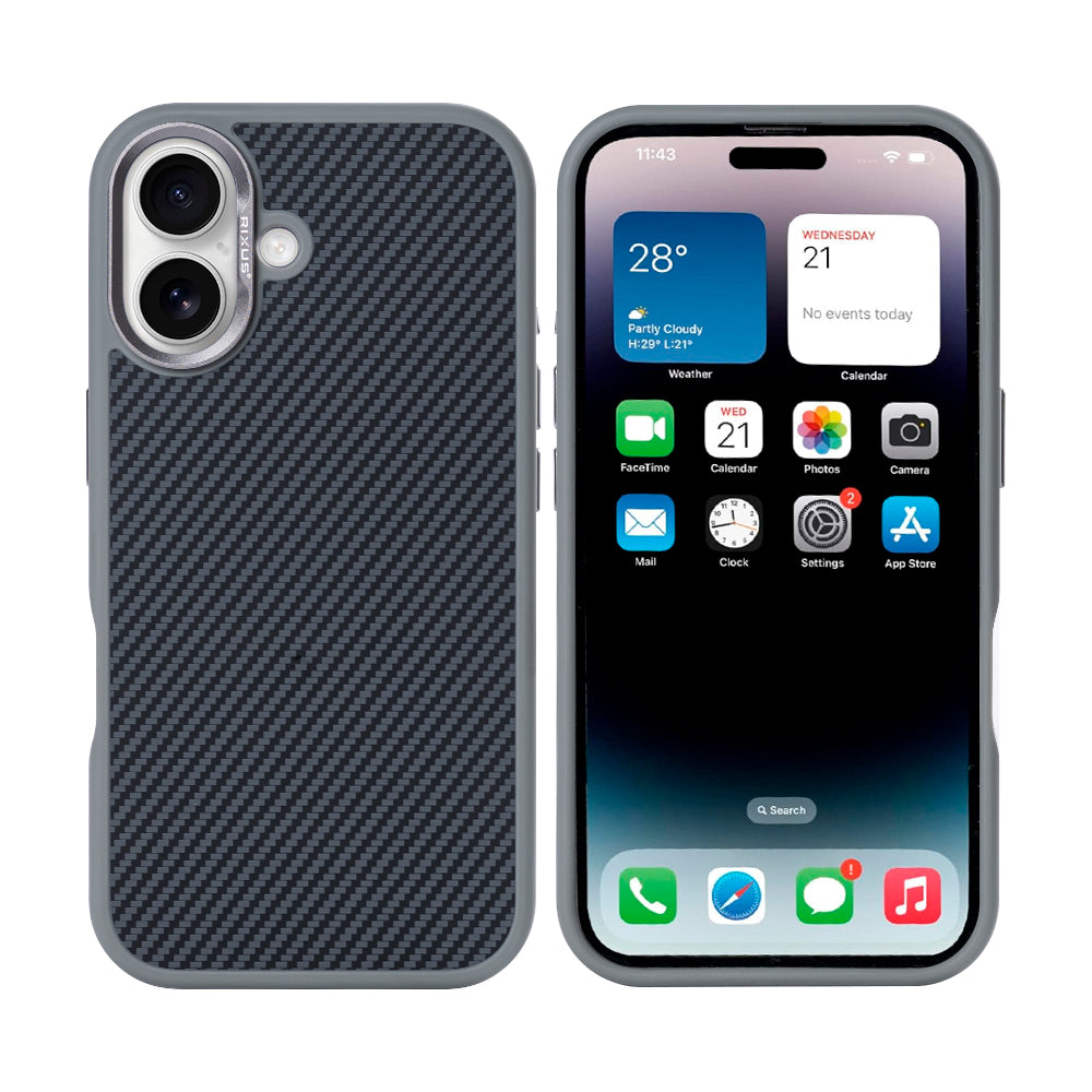 Rixus Mag Carbon With MagSafe Compatible For Apple iPhone 16 Plus Titanium Grey