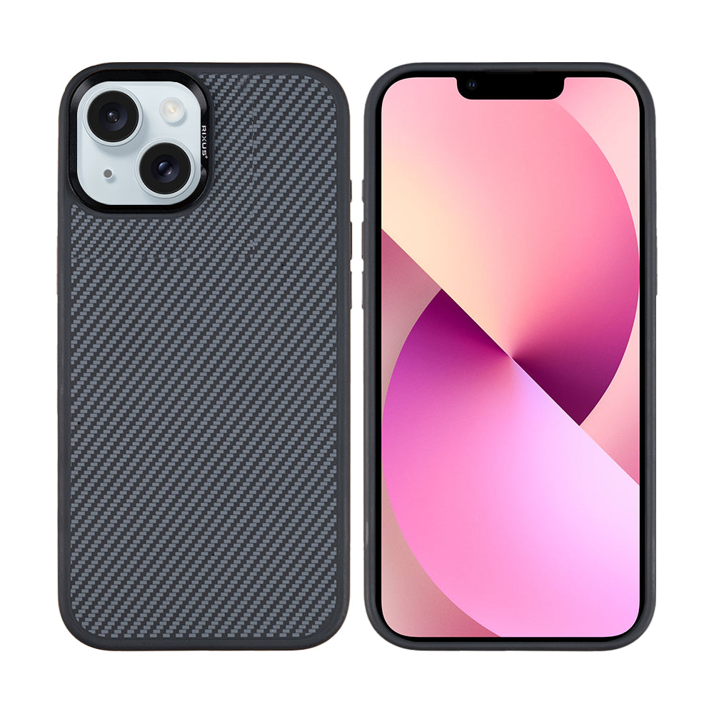 Rixus Mag Carbon With MagSafe Compatible For Apple iPhone 14 Titanium Black
