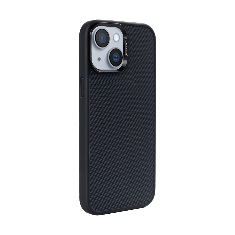 Rixus Mag Carbon With MagSafe Compatible For Apple iPhone 14 Titanium Black
