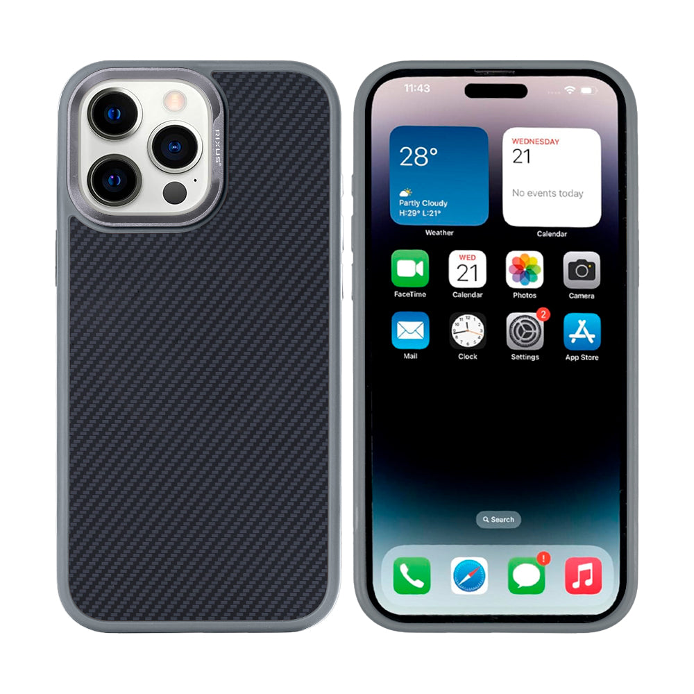 Rixus Mag Carbon With MagSafe Compatible For Apple iPhone 14 Pro Titanium Grey
