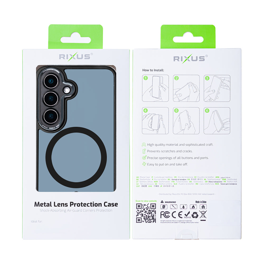 Rixus Classic 04 Case With MagSafe Compatible For Samsung Galaxy S25 Plus Black