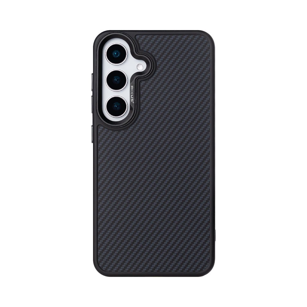 Rixus Mag Carbon With MagSafe Compatible For Samsung Galaxy S25 Titanium Black