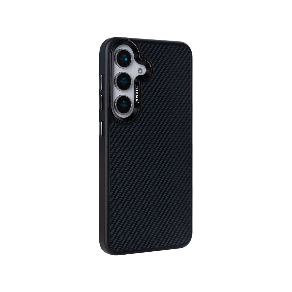 Rixus Mag Carbon With MagSafe Compatible For Samsung Galaxy S25 Titanium Black