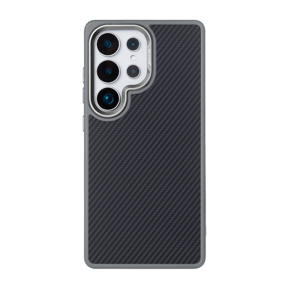 Rixus Mag Carbon With MagSafe Compatible For Samsung Galaxy S25 Ultra Titanium Grey