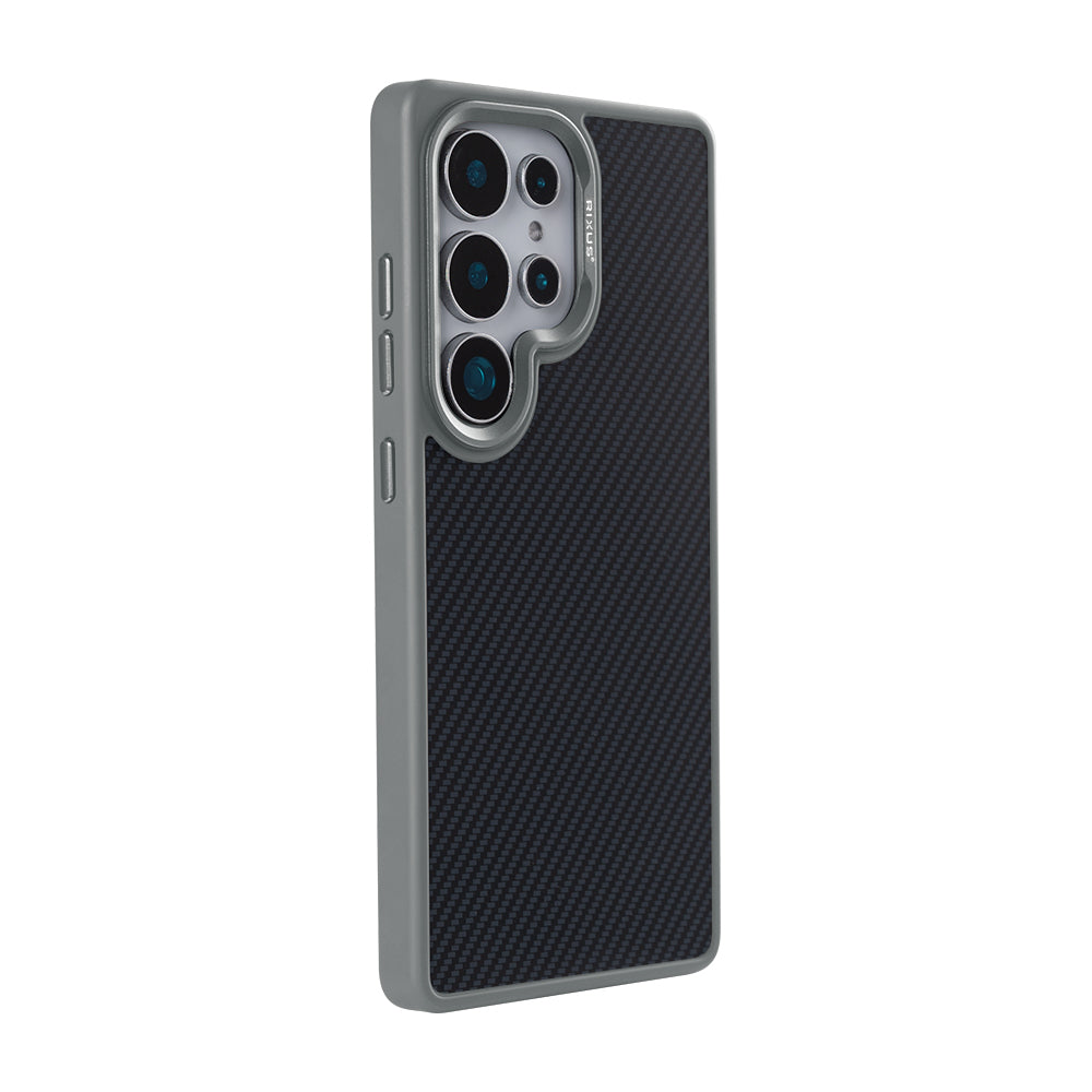 Rixus Mag Carbon With MagSafe Compatible For Samsung Galaxy S25 Ultra Titanium Grey