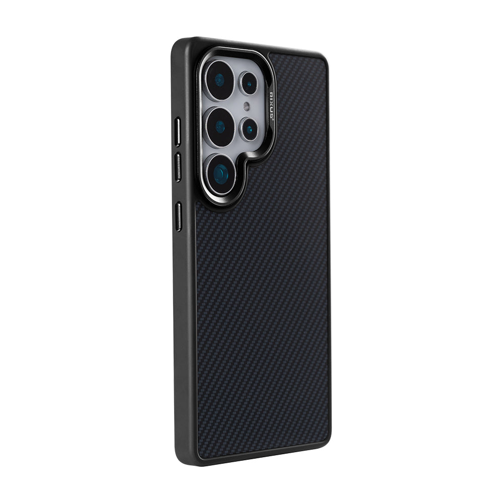 Rixus Mag Carbon With MagSafe Compatible For Samsung Galaxy S25 Ultra Titanium Black