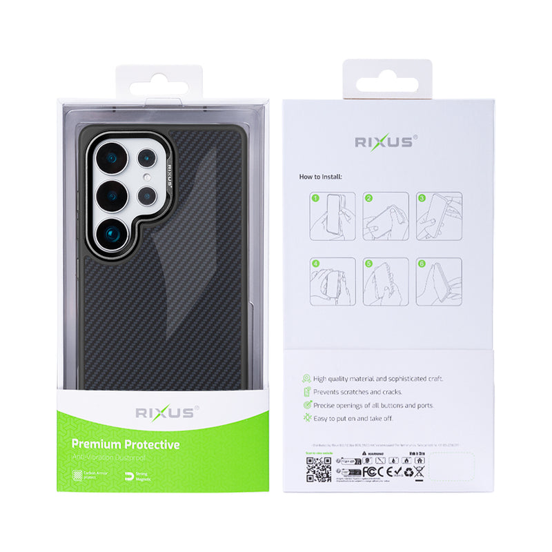 Rixus Mag Carbon With MagSafe For Samsung Galaxy S25 Ultra S938B Titanium Black