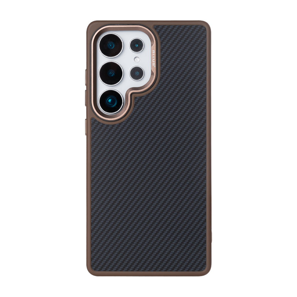 Rixus Mag Carbon With MagSafe Compatible For Samsung Galaxy S25 Ultra Brown