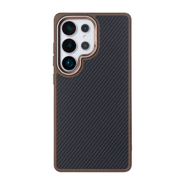 Rixus Mag Carbon With MagSafe Compatible For Samsung Galaxy S25 Ultra Brown