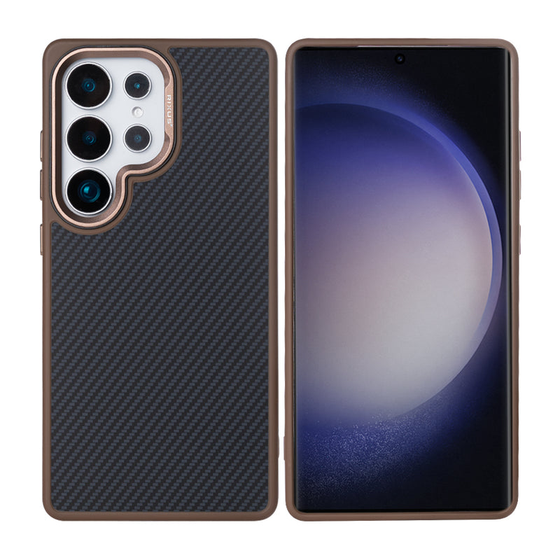 Rixus Mag Carbon With MagSafe For Samsung Galaxy S25 Ultra S938B Brown