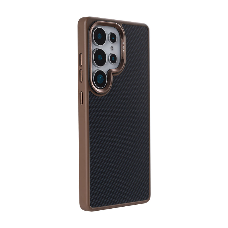 Rixus Mag Carbon With MagSafe For Samsung Galaxy S25 Ultra S938B Brown