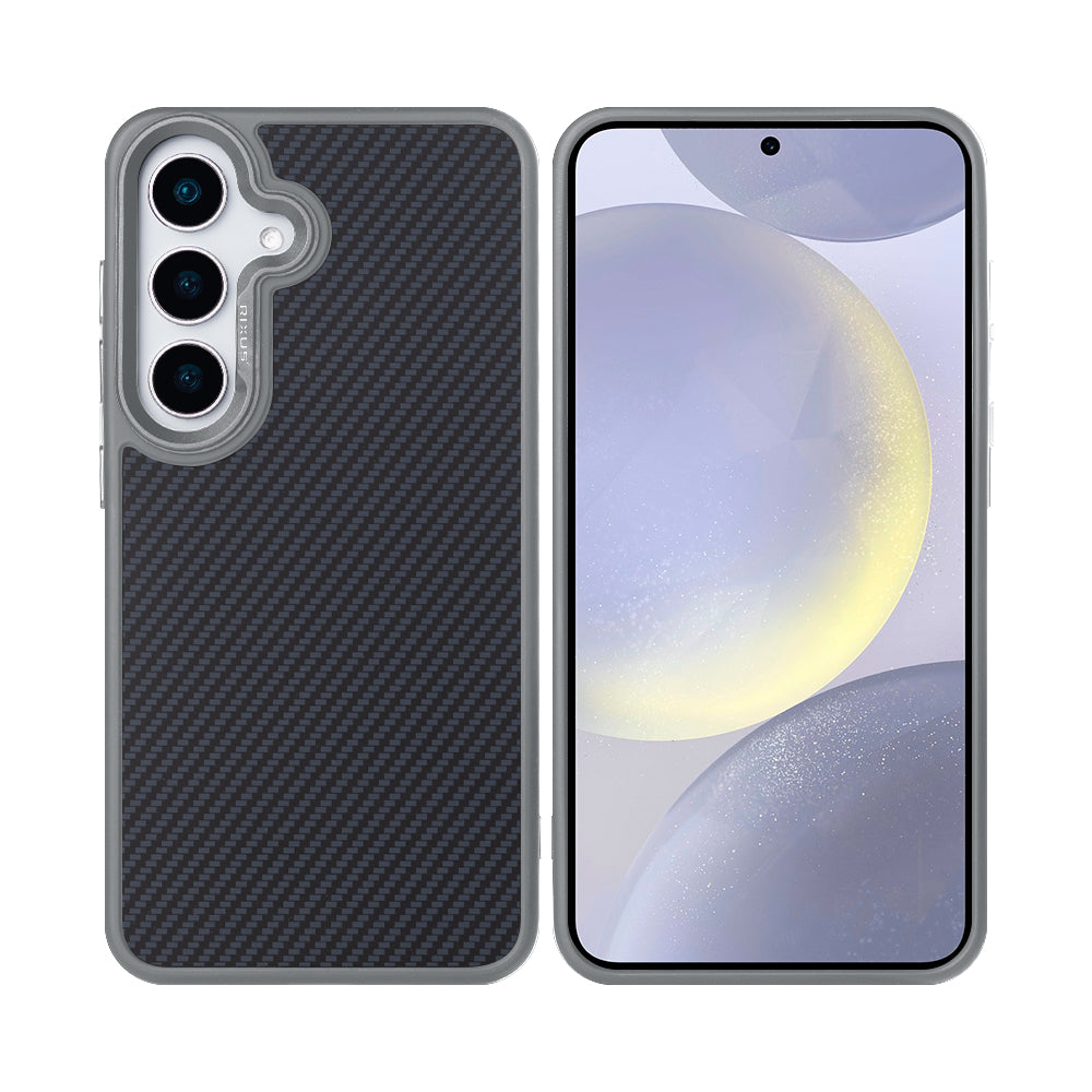 Rixus Mag Carbon With MagSafe Compatible For Samsung Galaxy S25 Plus Titanium Grey