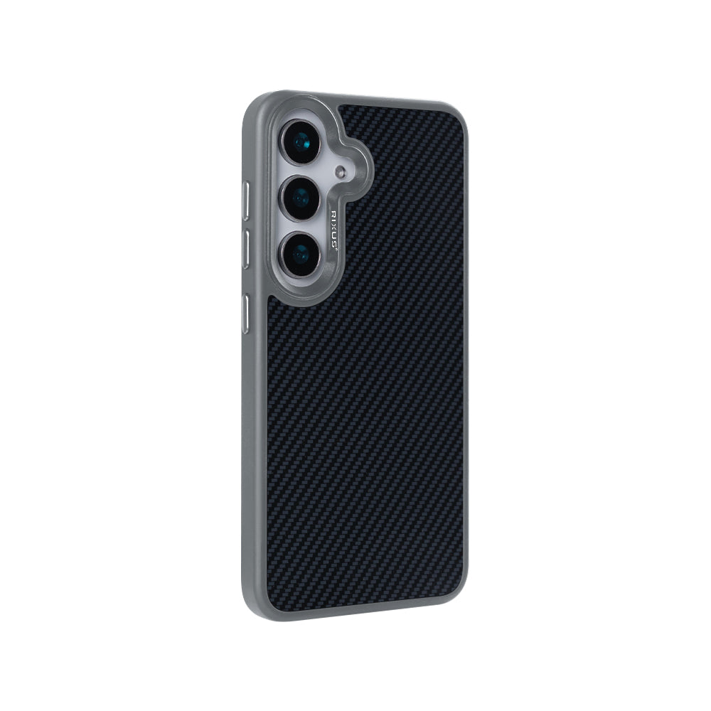 Rixus Mag Carbon With MagSafe Compatible For Samsung Galaxy S25 Plus Titanium Grey