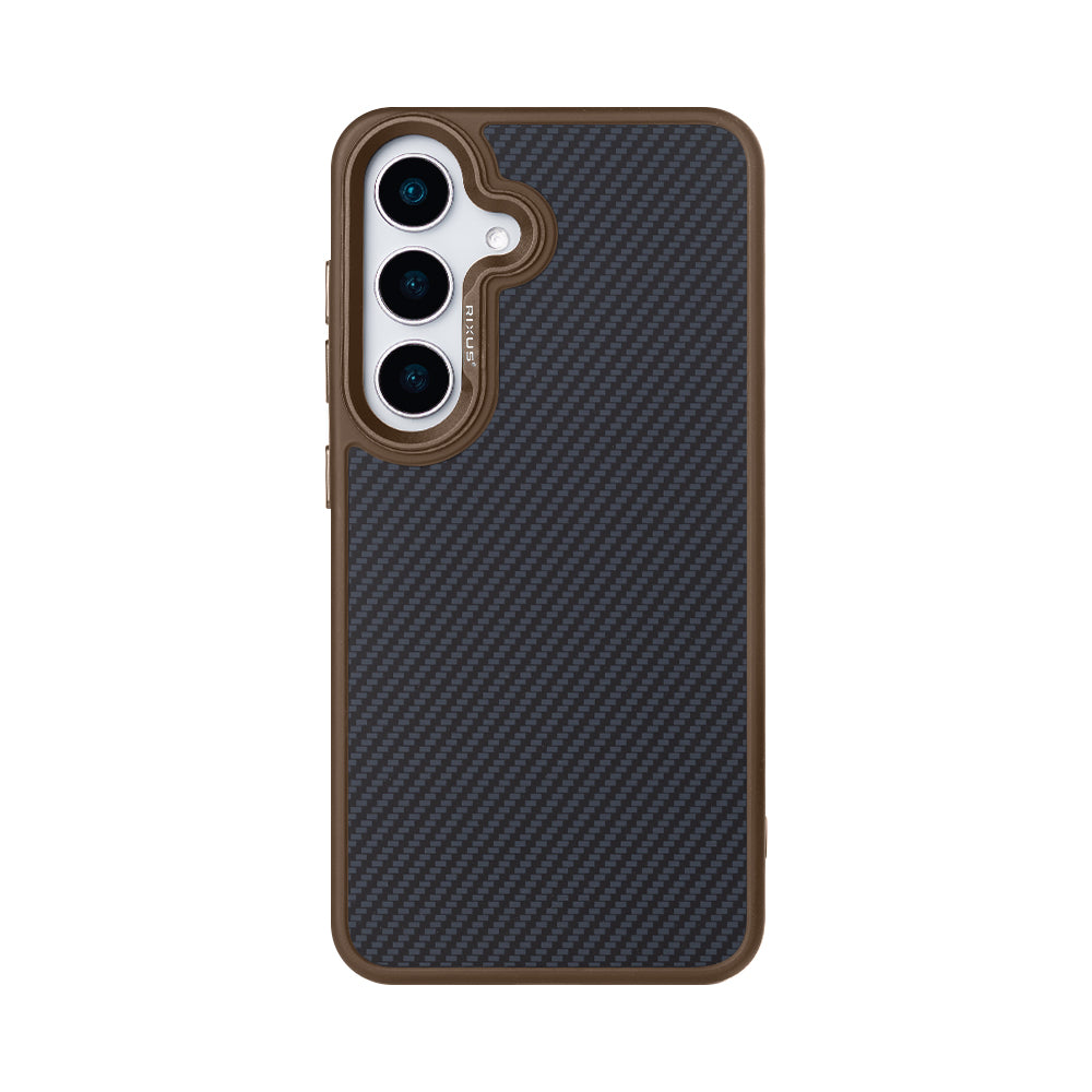 Rixus Mag Carbon With MagSafe Compatible For Samsung Galaxy S25 Plus Brown