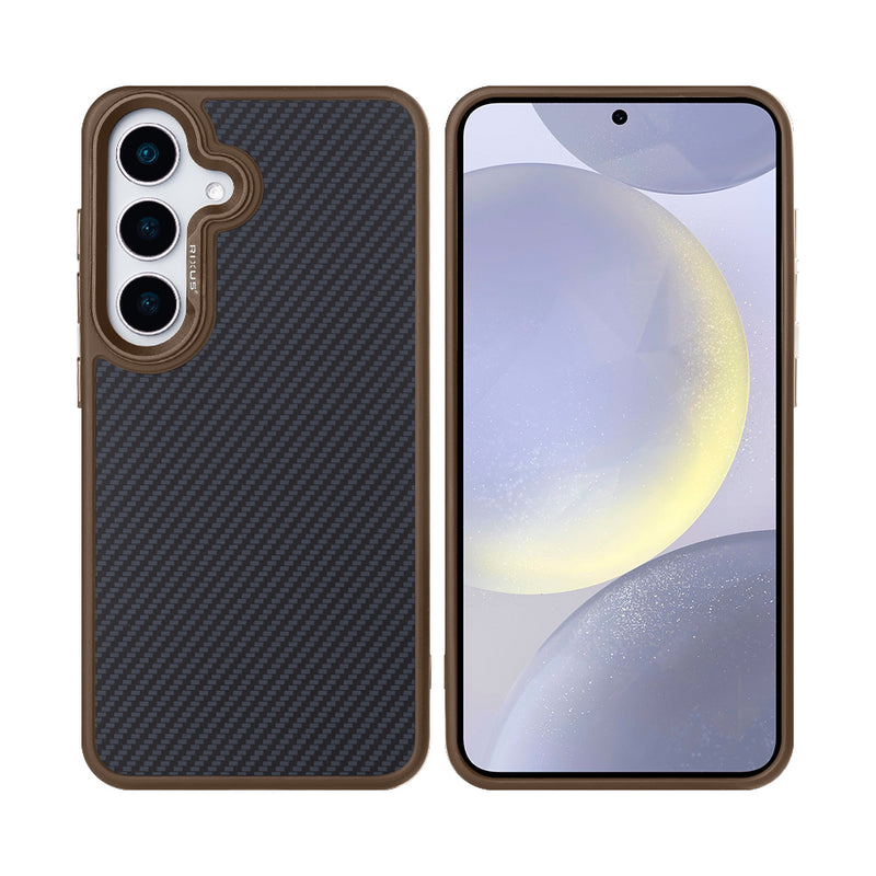 Rixus Mag Carbon With MagSafe For Samsung Galaxy S25 Plus S936B Brown