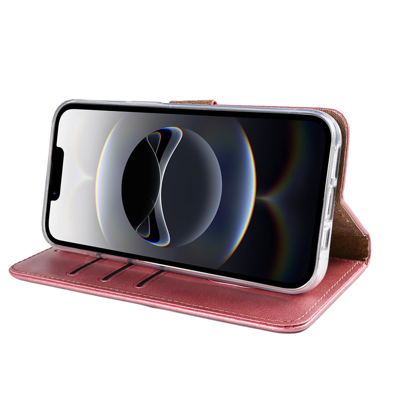 Rixus Bookcase For iPhone 16e Pink