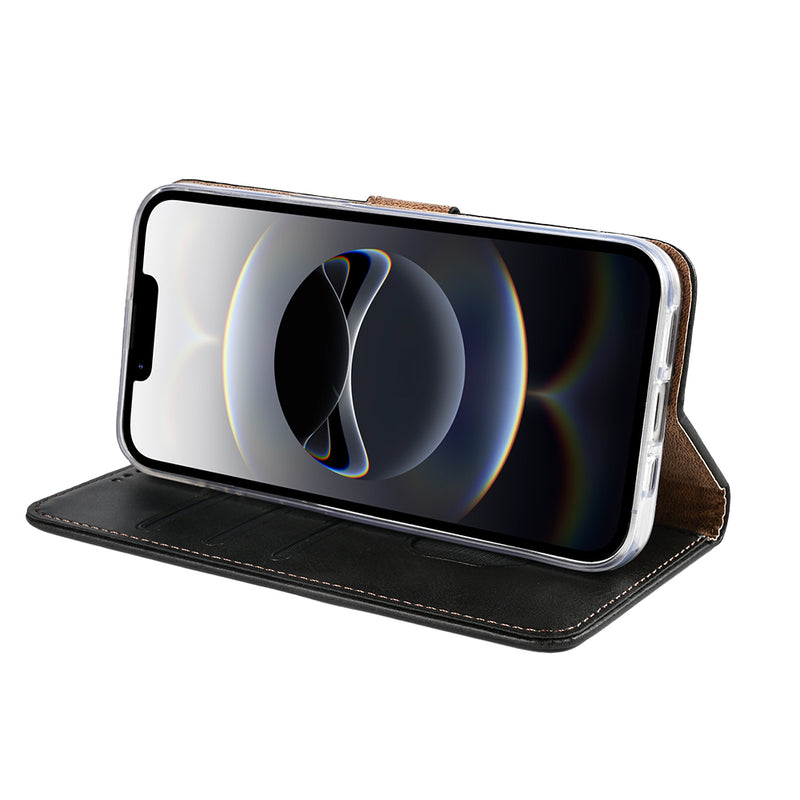 Rixus Bookcase For iPhone 16e Black