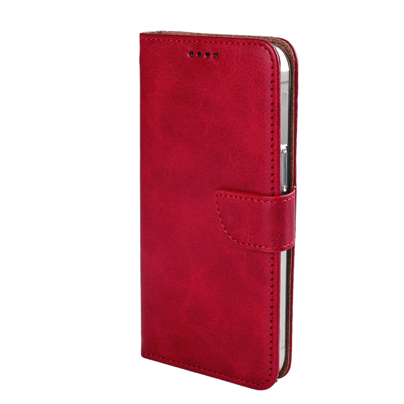 Rixus Bookcase For iPhone 16e Dark Red