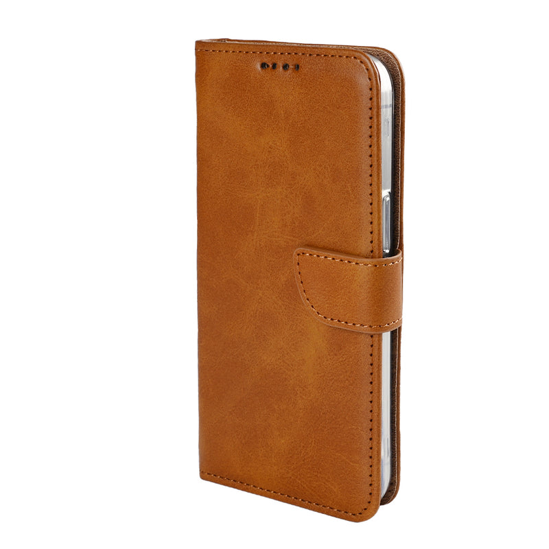 Rixus Bookcase For iPhone 16e Light Brown