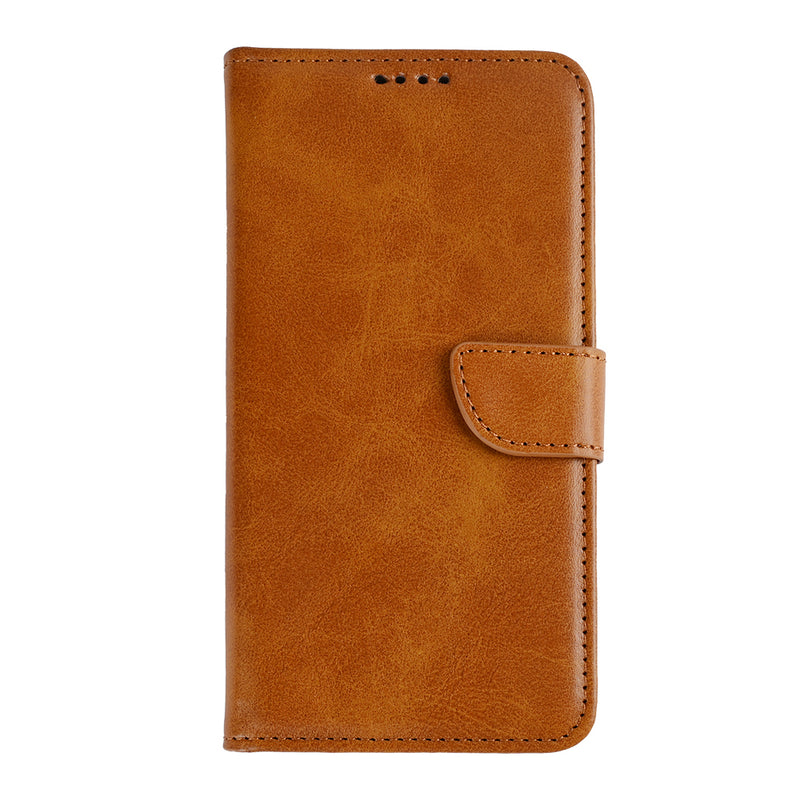 Rixus Bookcase For iPhone 16e Light Brown