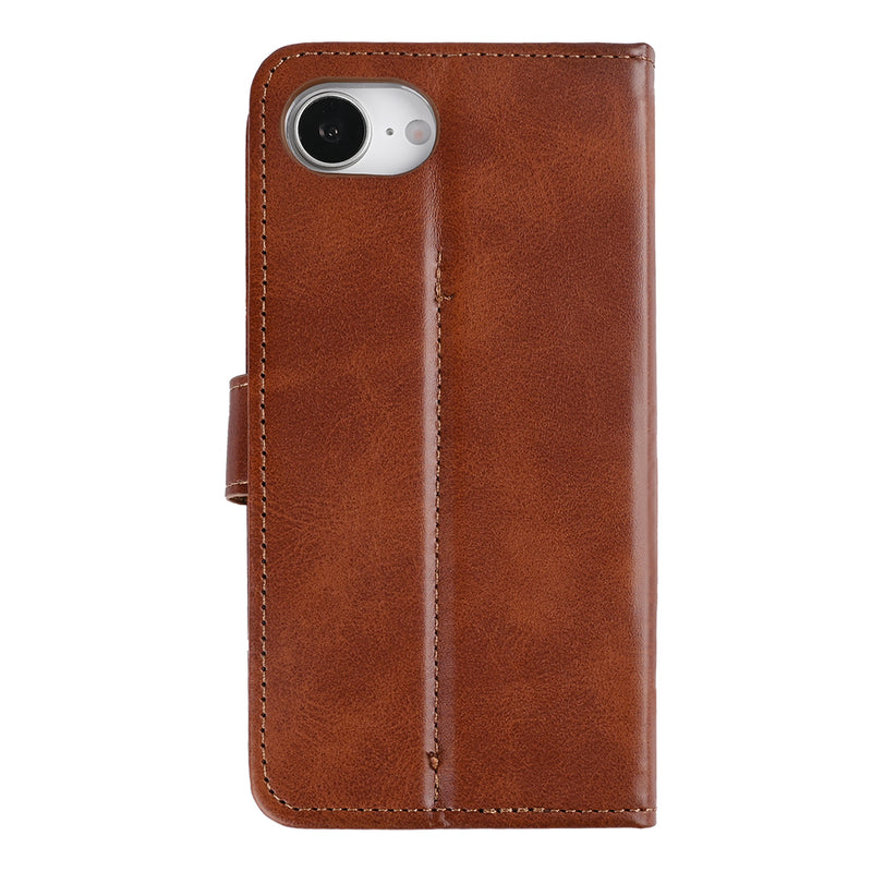 Rixus Bookcase For iPhone 16e Brown