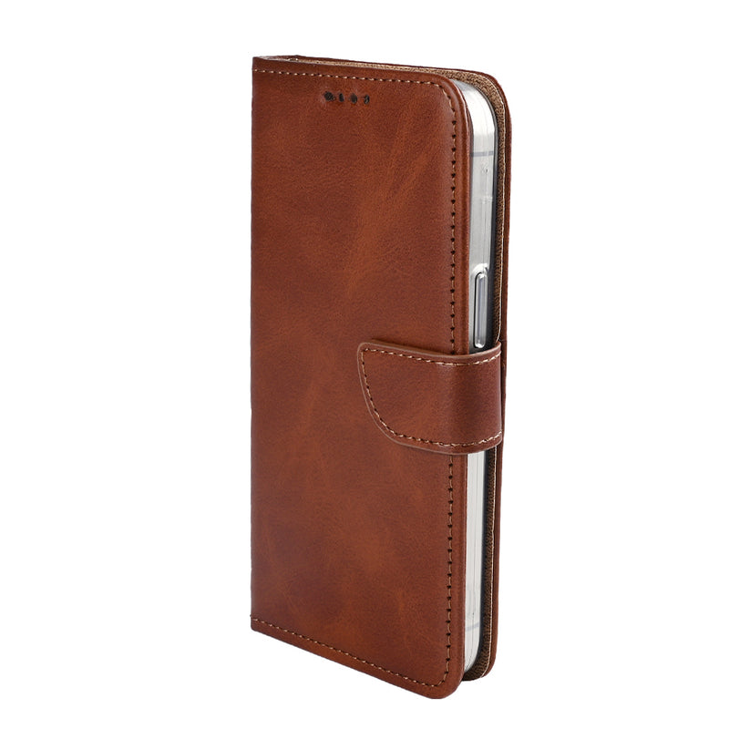 Rixus Bookcase For iPhone 16e Brown