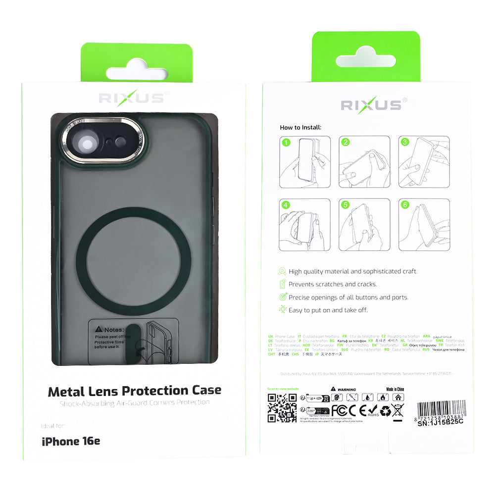 Rixus Classic 04 Case With MagSafe Compatible For Apple iPhone 16e Dark Green