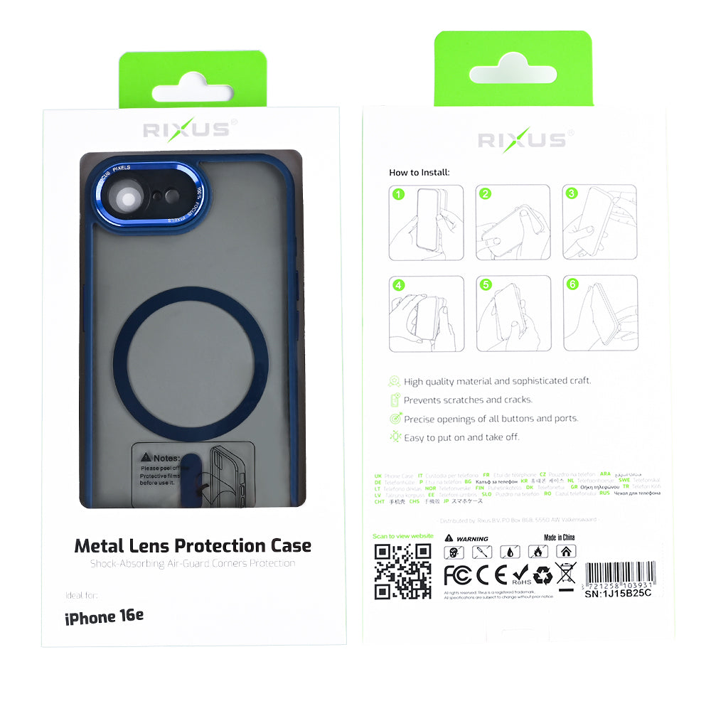 Rixus Classic 04 Case With MagSafe Compatible For Apple iPhone 16e Dark Blue