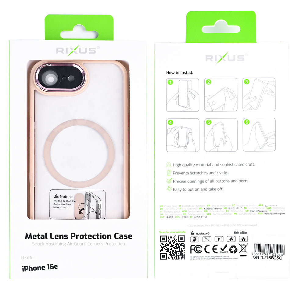 Rixus Classic 04 Case With MagSafe Compatible For Apple iPhone 16e Pink