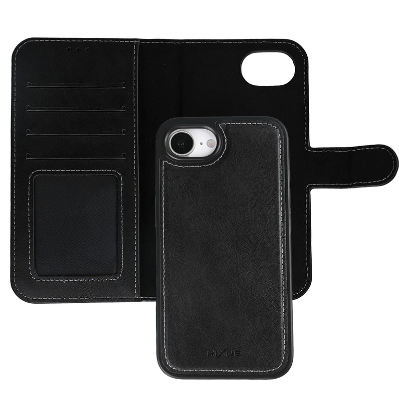 Rixus Duo Magnetic Detachable Wallet For iPhone For iPhone 16e Black