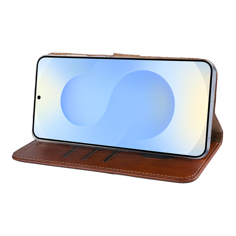 Rixus Bookcase For Samsung Galaxy S25 Edge S937B Brown