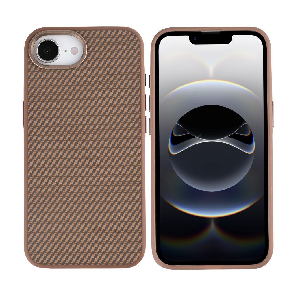 Rixus Mag Carbon With MagSafe Compatible For Apple iPhone 16e, 17e Brown