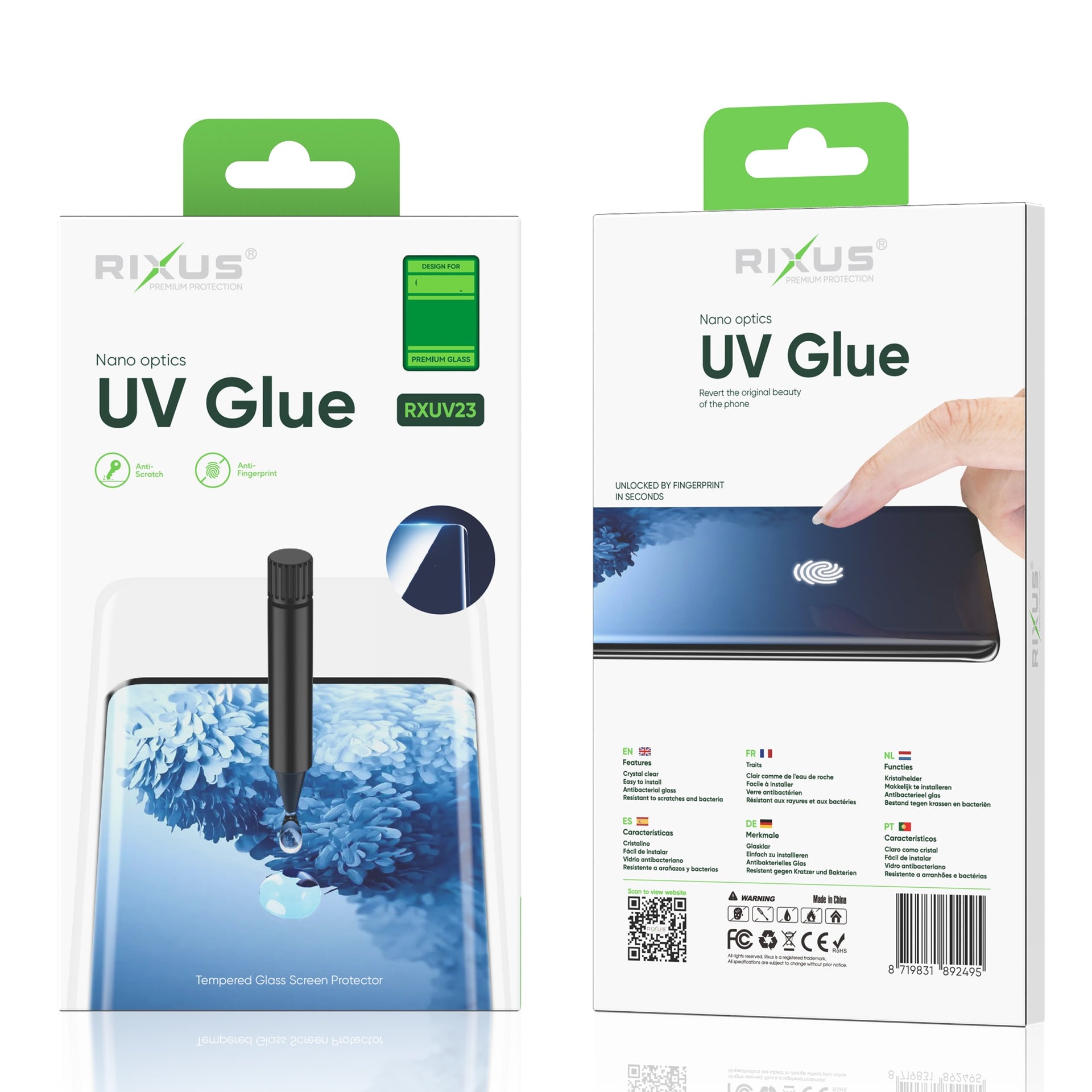 Rixus UV Glue Tempered Glass For Samsung Galaxy S8 Plus, S9 Plus