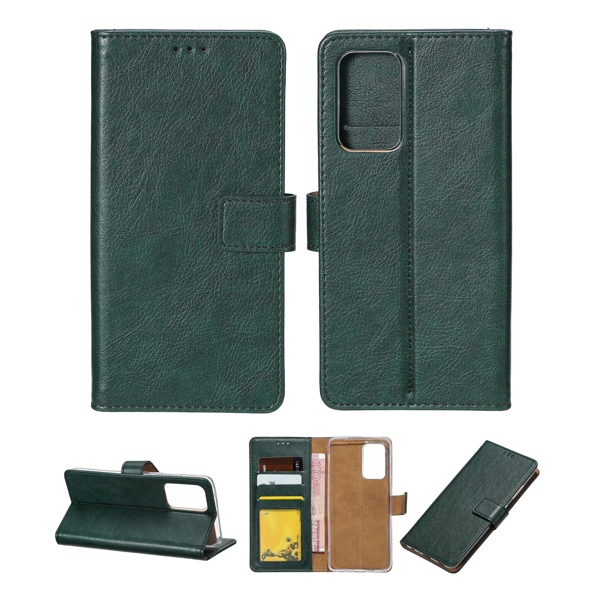 Rixus Bookcase For Apple iPhone 13 Mini Dark Green
