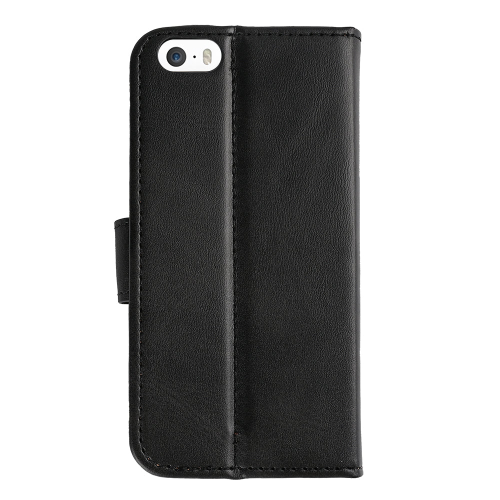 Rixus Bookcase For Apple iPhone 5, 5S Black