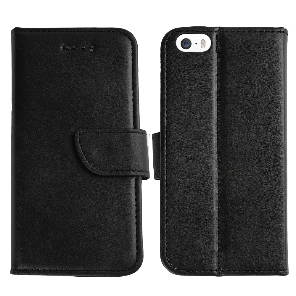 Rixus Bookcase For Apple iPhone 5, 5S Black