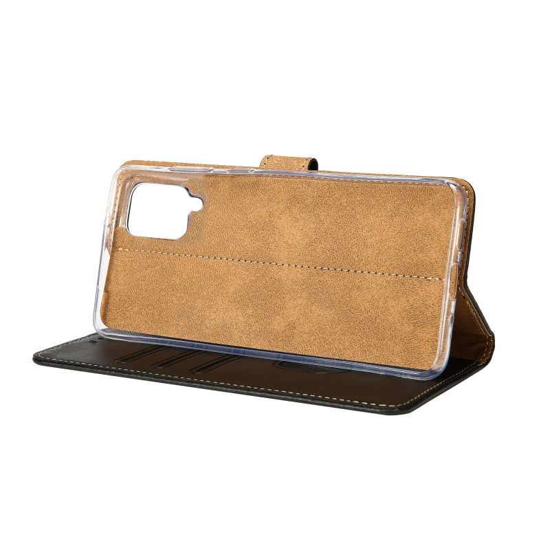 Rixus Bookcase For Samsung Galaxy A12 Black