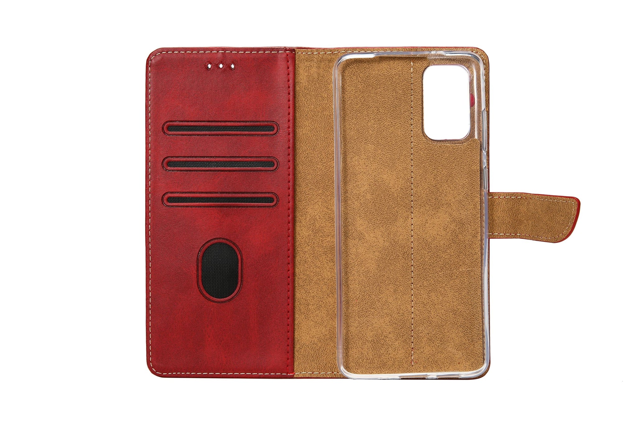Rixus Bookcase For Samsung Galaxy A20 Dark Red