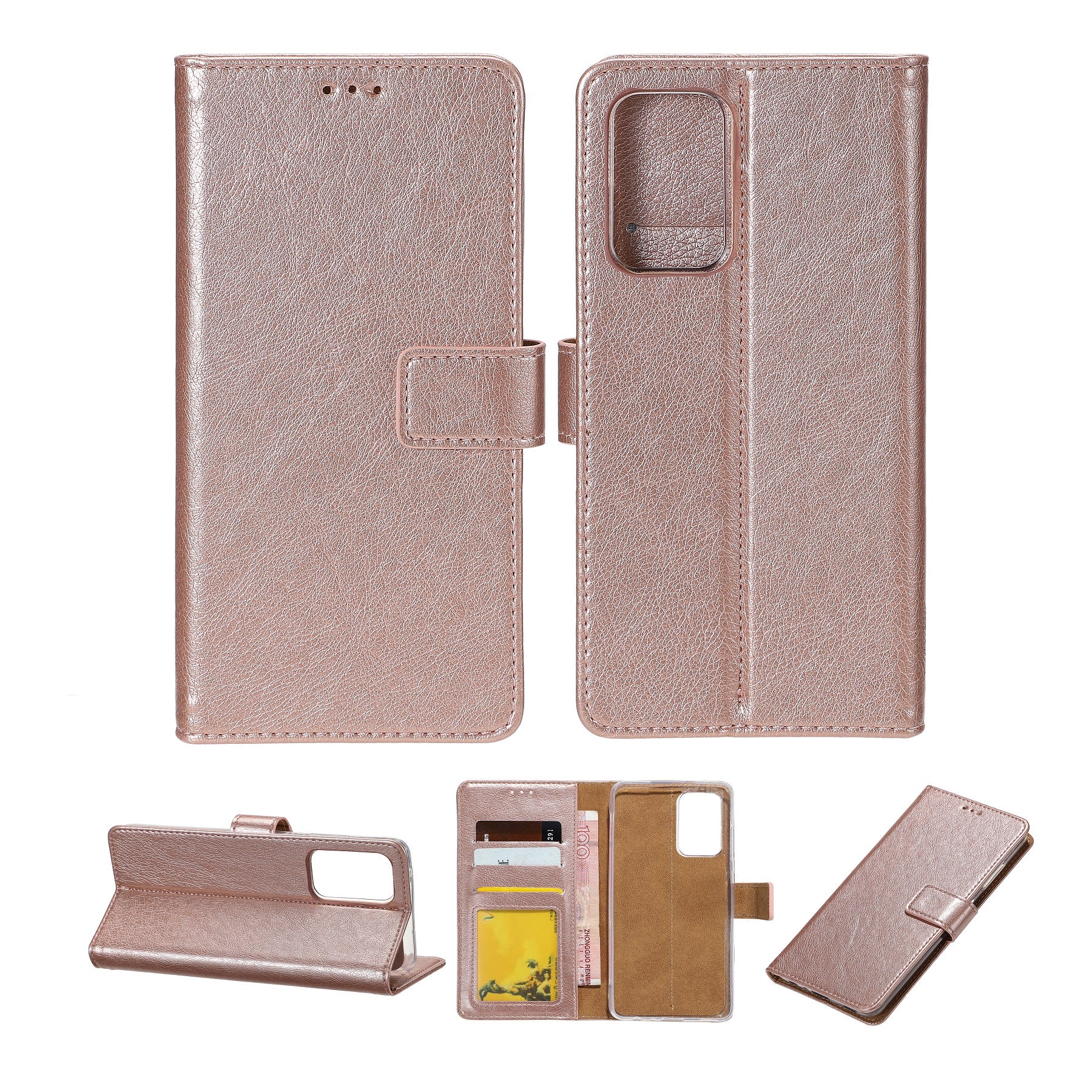 Rixus Bookcase For Samsung Galaxy A22 5G Pink