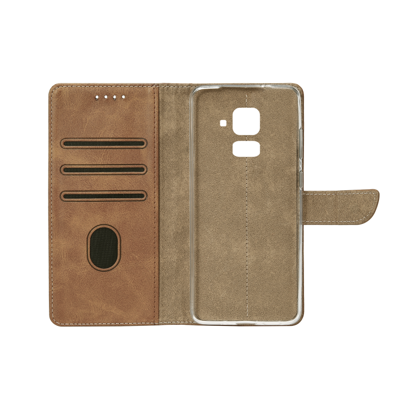 Rixus Bookcase For Samsung Galaxy A8 (2018) Light Brown