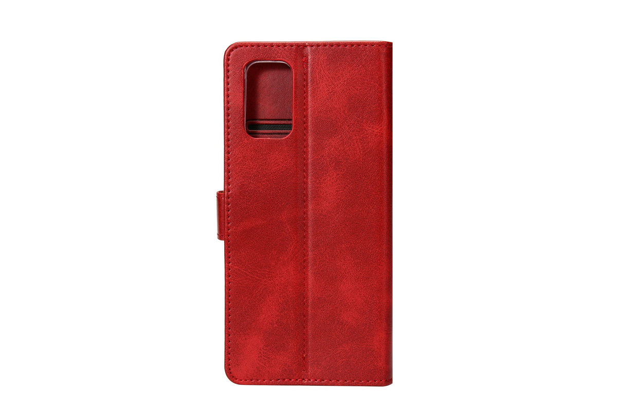 Rixus Bookcase For Samsung Galaxy J4 Plus Dark Red