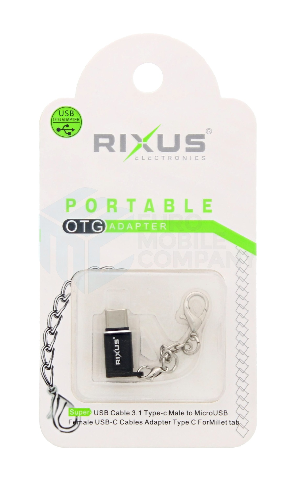 Rixus OTG Portable Adapter Micro-USB To USB-C Black