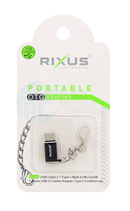 Rixus OTG Portable Adapter Micro-USB To USB-C Black