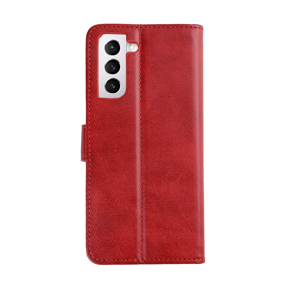 Rixus Bookcase For Samsung Galaxy S21 5G Dark Red
