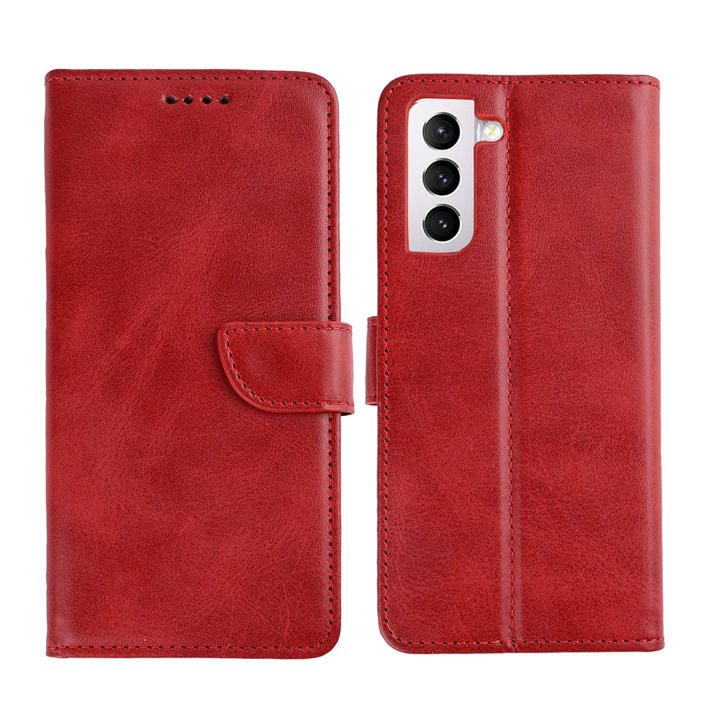 Rixus Bookcase For Samsung Galaxy S21 5G Dark Red