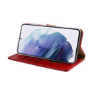 Rixus Bookcase For Samsung Galaxy S21 5G Dark Red